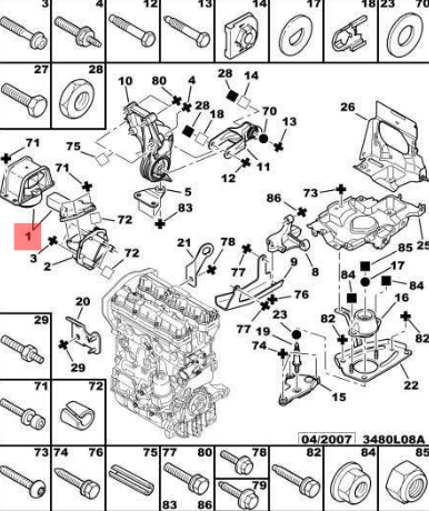 MOTOR TAKOZU SAĞ ÜST(YAĞLI) P307 P308 C4 XSARA 16 16V 20 16V