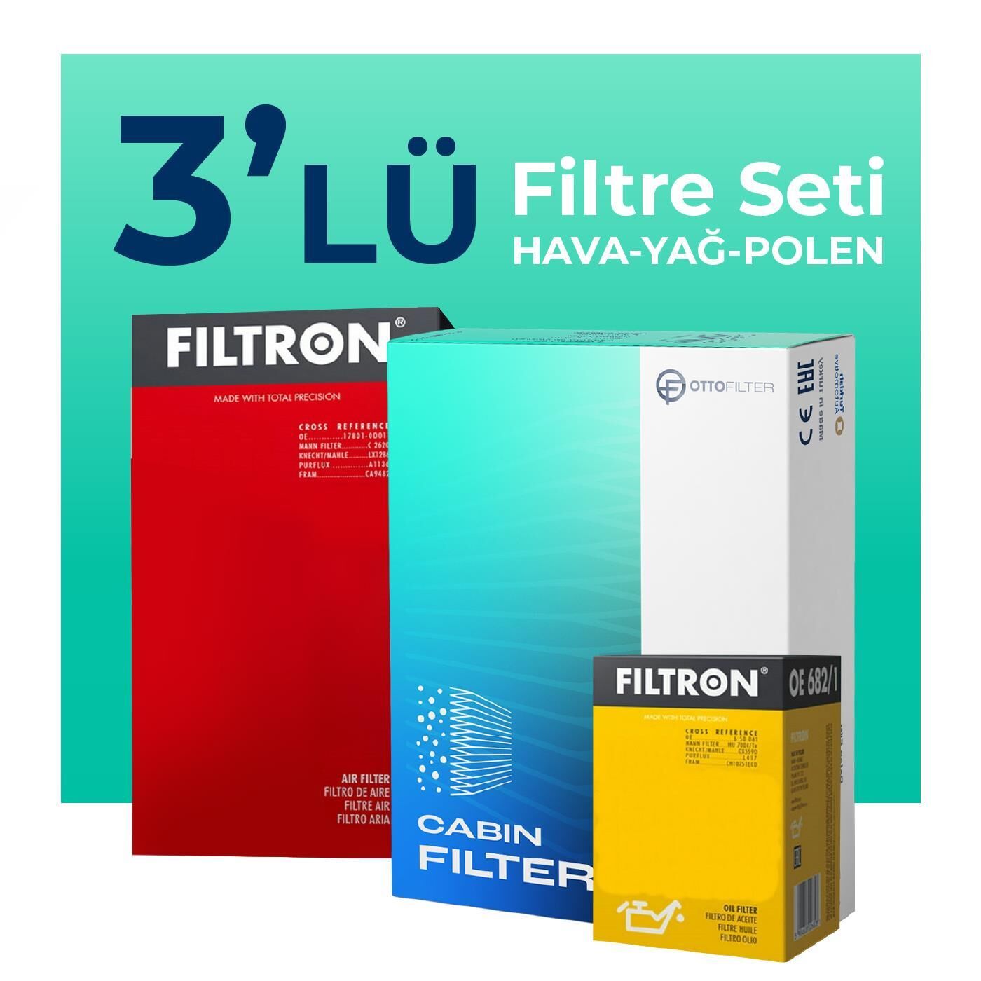 Filtron Land Rover Evoque 2.0 Benzinli Filtre Bakım Seti (2012-2018) 3 Lü