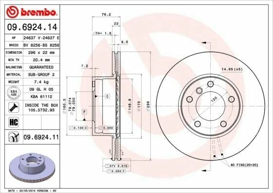 Fren Diski Ön Kaplamalı Havalı 296 mm (BMW 5 Serıe E39 520-523-525-528-530-535)