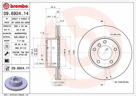 Fren Diski Ön Havalı 296 mm (BMW 5 Serıe E39 520-523-525-528-530-535)