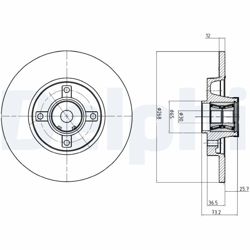 Disk + Rulman Arka (Ad) 08-Partner-Brl-C4.Pcs 1.6Hdi (1.Disk + 1.Rulman) Kaplamalı