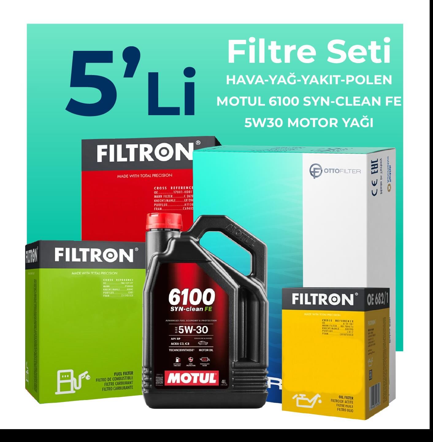 Filtron Land Rover Discovery 2.7 Dizel Filtre Bakım Seti Motul Motor Yağlı (2004-2010) 5 Li