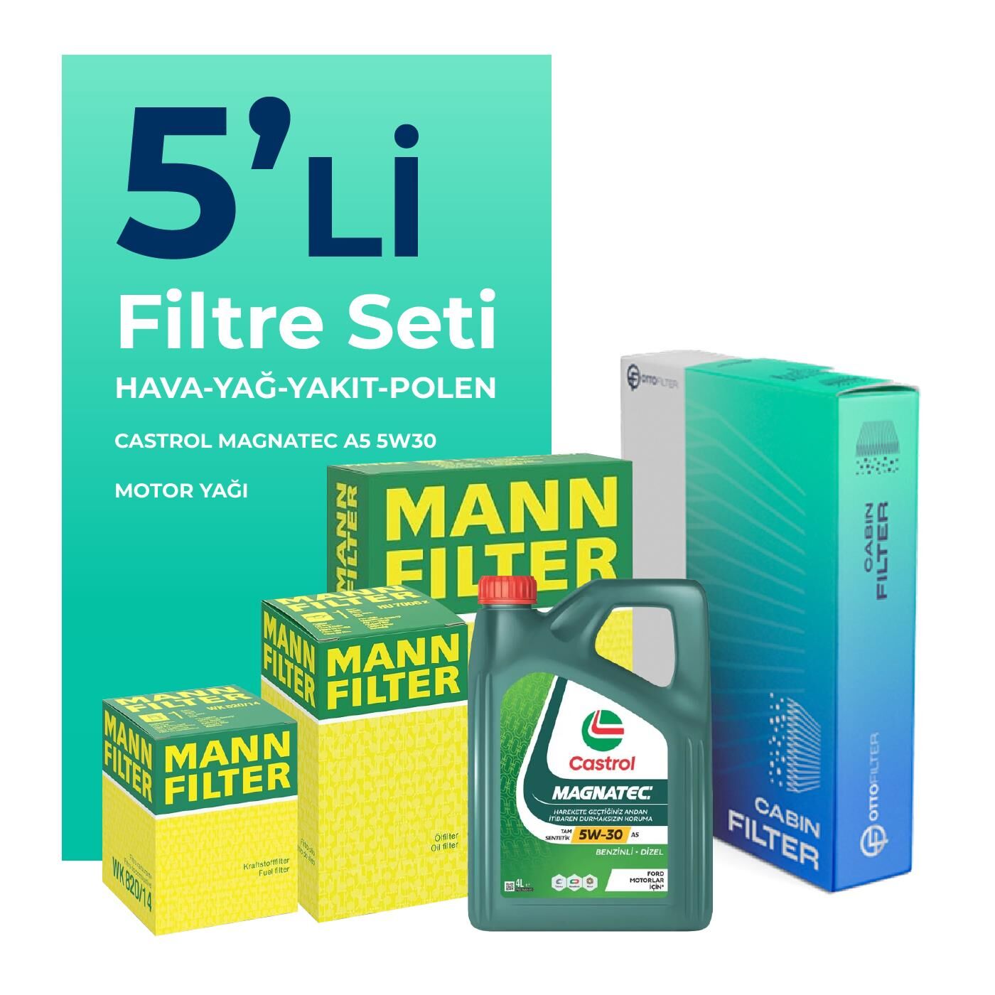 MANN Land Rover Discovery 2.7 Dizel Filtre Bakım Seti Castrol Motor Yağlı (2004-2010) 5 Li