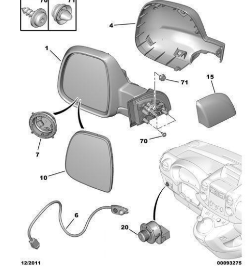 Citroen Berlingo 2009-2018 Sağ Dış Dikiz Aynası Orijinal