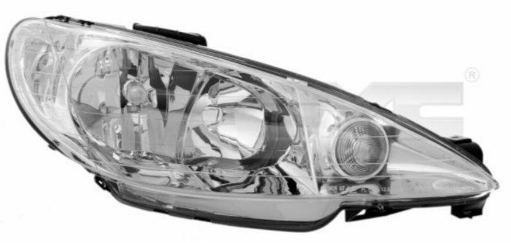 Peugeot 206 1998-2011 Sağ Far Şeffaf Tip (İran Montaj)