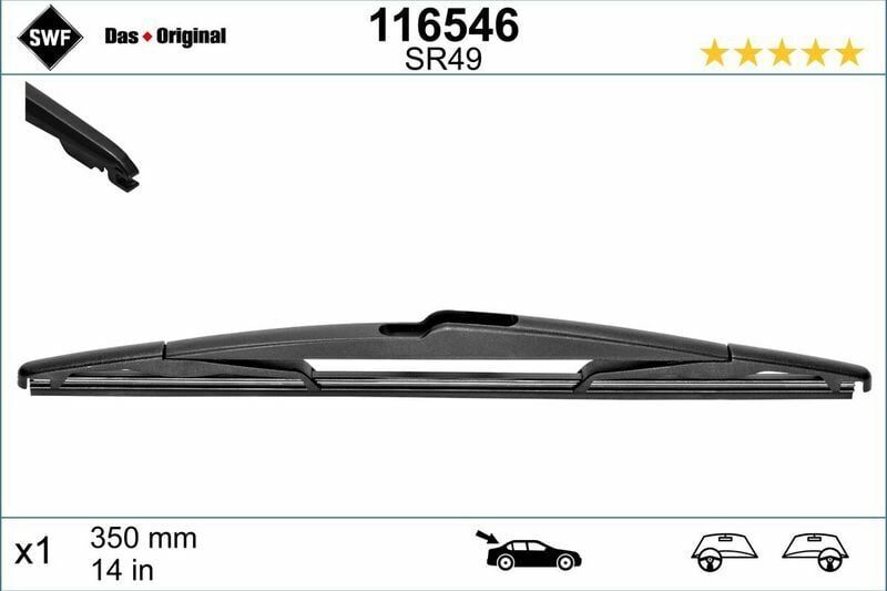Silecek Arka (X1) 350mm Kangoo Laguna III Megane III X3 C4 Focus P206 P406 (Swf)