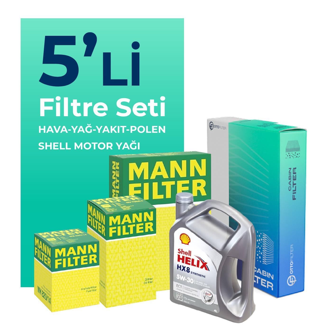 MANN BMW 1.16D Filtre Bakım Seti Shell Motor Yağlı (2019-2023) 5 Li