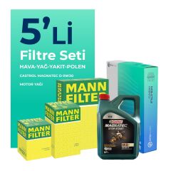 MANN Ford Fiesta 1.5 Dizel Filtre Bakım Seti Castrol Motor Yağlı (2017-2020) 5 Li