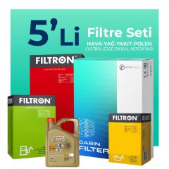 Filtron BMW X6 40 Dizel Filtre Bakım Seti Castrol Motor Yağlı (2008-2014) 5 Li