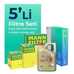 MANN BMW 7.30 Dizel xDrive Filtre Bakım Seti Castrol Motor Yağlı (2012-2015) 5 Li