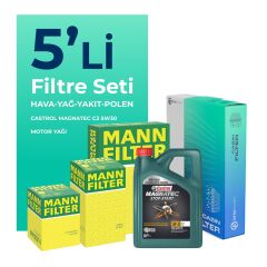 MANN Peugeot 3008 1.6 Dizel E-HDi Filtre Bakım Seti Castrol Motor Yağlı (2010-2014) 5 Li