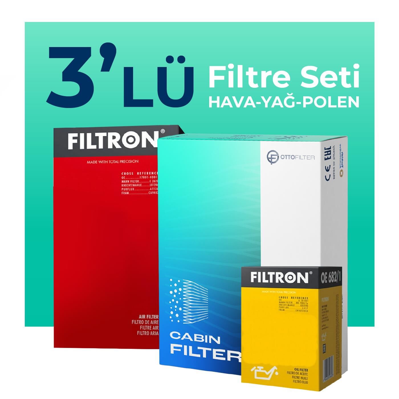 Filtron Citroen Nemo 1.4 Dizel Filtre Bakım Seti (2008-2015) 3 Lü