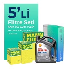 MANN Peugeot 208 1.6 BlueHDi Dizel Filtre Bakım Seti Shell Motor Yağlı (2016-2019) 5 Li