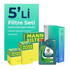 MANN Peugeot 308 1.6 BlueHDi Dizel Filtre Bakım Seti Castrol Motor Yağlı (2014-2018) 5 Li