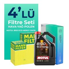 Mann BMW 1.16 Benzin Filtre Bakım Seti Motul Motor Yağlı (2019-2023) 4 Lü