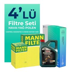 MANN Peugeot Boxer 2.0 Dizel BlueHDi Filtre Bakım Seti Castrol Motor Yağlı (2015-2020) 4 Lü