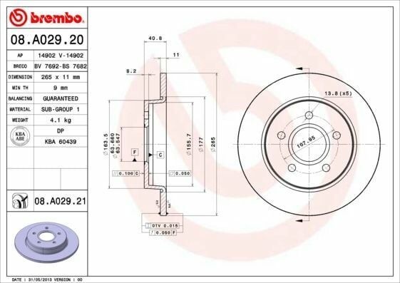 Fren Diski Arka (265mm) (Ford Focus Cmax 04 -)