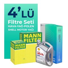 MANN BMW 5.20 Dizel Filtre Bakım Seti Shell Motor Yağlı (2007-2010) 4 Lü
