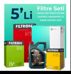 Filtron Ford Courier 1.5 EcoBlue Filtre Bakım Seti Castrol Motor Yağlı (2018-2023) 5 Li
