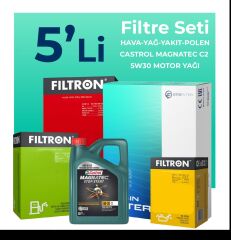 Filtron Ford Ranger 3.2 Dizel Filtre Bakım Seti Castrol Motor Yağlı (2012-2019) 5 Li