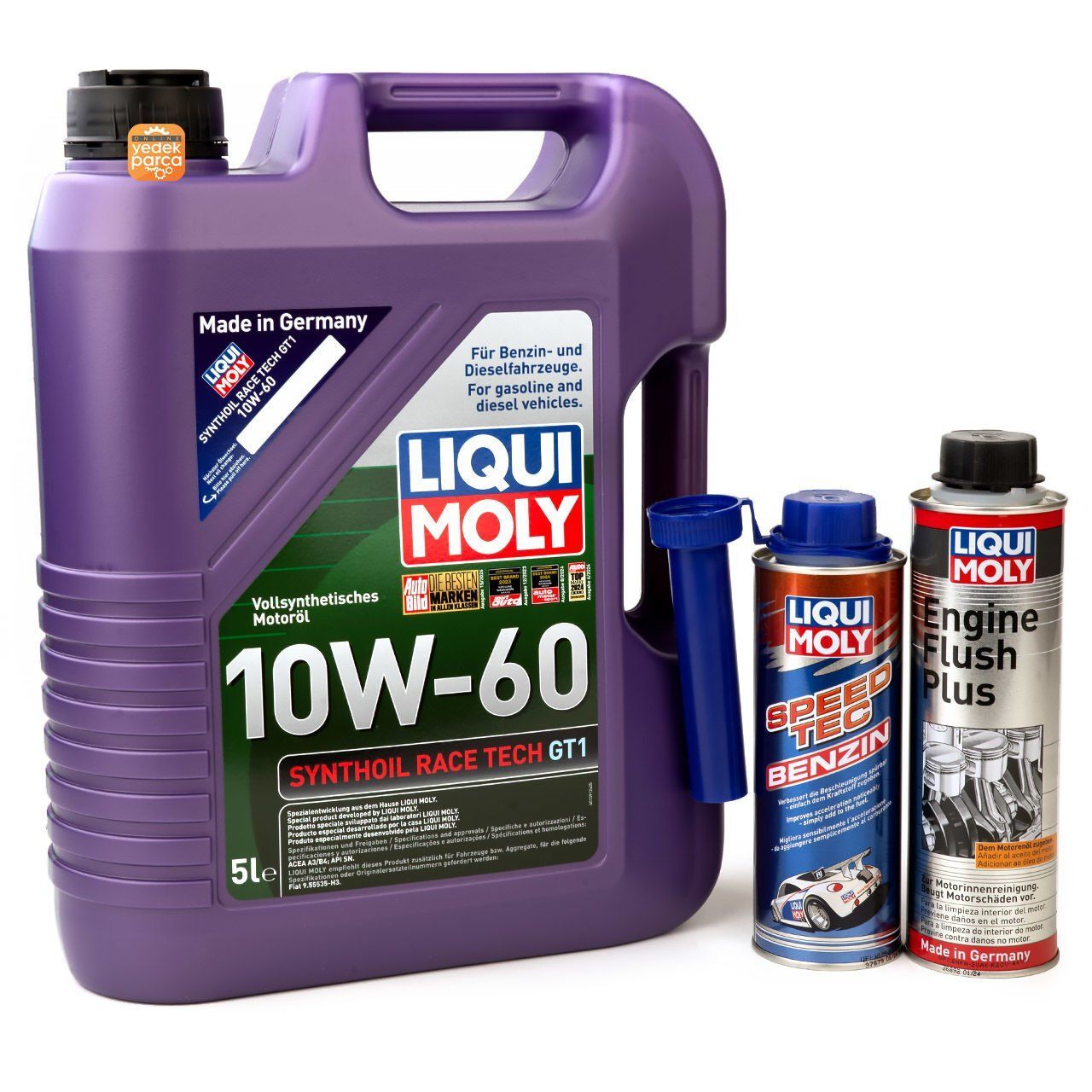Liqui Moly Benzinli Performance Set / Synthoil Race Tech Gt1 10W60 5 Litre / Speed Tec Performans Arttırıcı Benzin Katkısı 250 ml / Ceratec 300 Ml