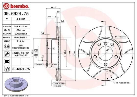 Fren Diski Ön Cızgılı Havalı 296 mm (BMW 5 Serıe E39 520-523-525-528-530-535)