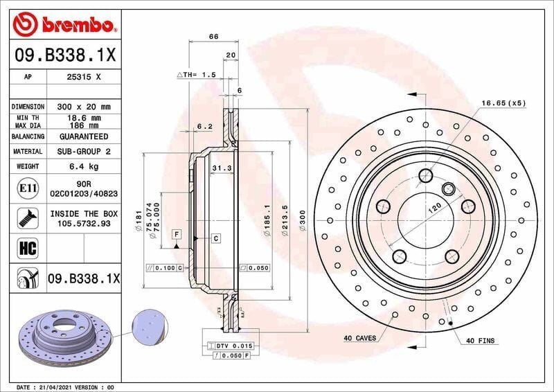 Fren Diski Arka Havalı Delikli BMW F30 F32 F34 F36 3.20 / 3.28