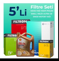 Filtron Ford Focus 1.5 Dizel Otomatik Filtre Bakım Seti Shell Motor Yağlı (2018-2024) 5 Li