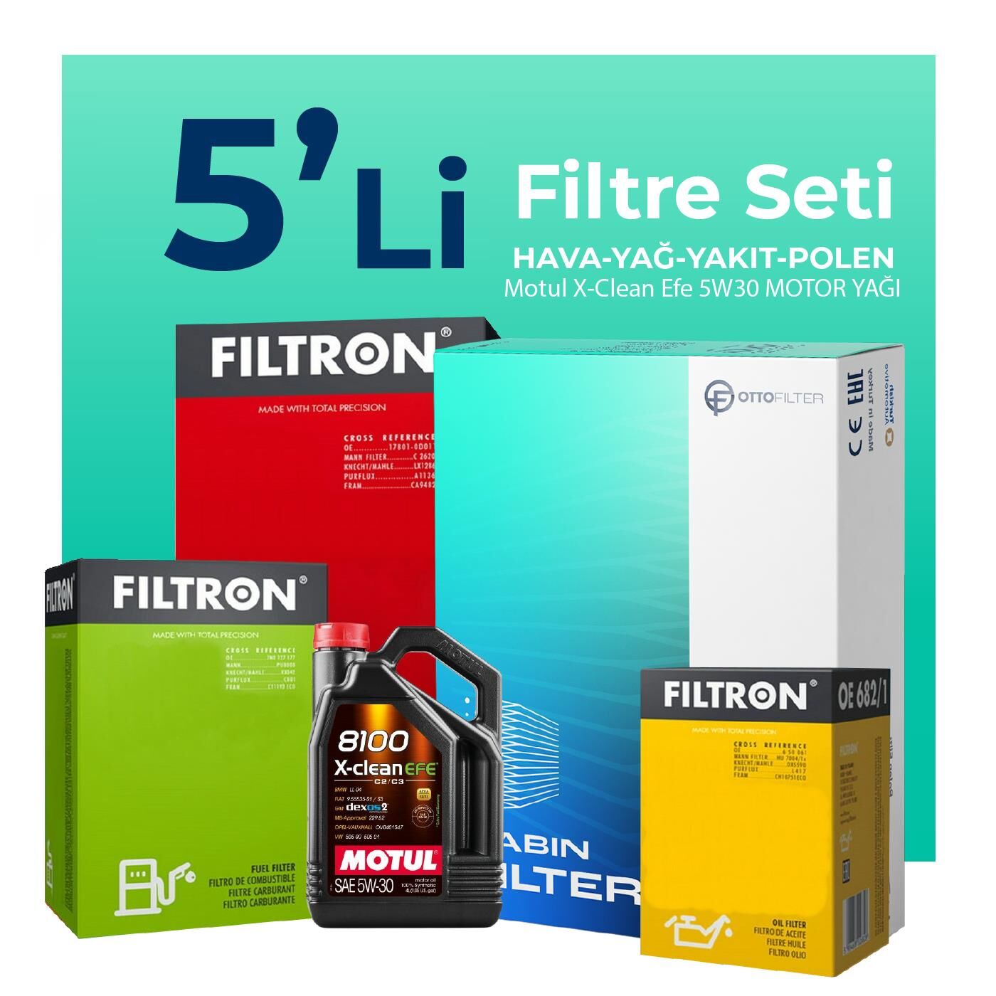Filtron BMW 1.16D Filtre Bakım Seti Motul Motor Yağlı (2011-2015) 5 Li