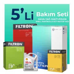 Filtron Land Rover Discovery 2.7 Dizel Filtre Bakım Seti Shell Motor Yağlı (2004-2010) 5 Li
