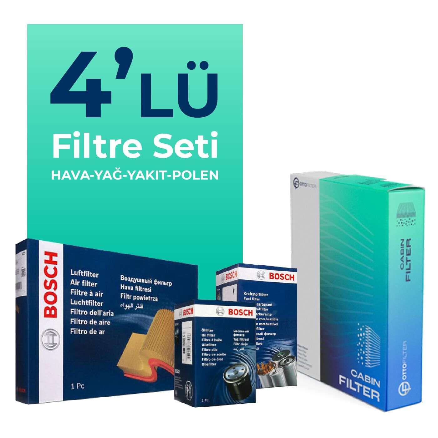 BOSCH Citroen C2 1.4 Dizel Filtre Bakım Seti (2003-2010) 4 Lü