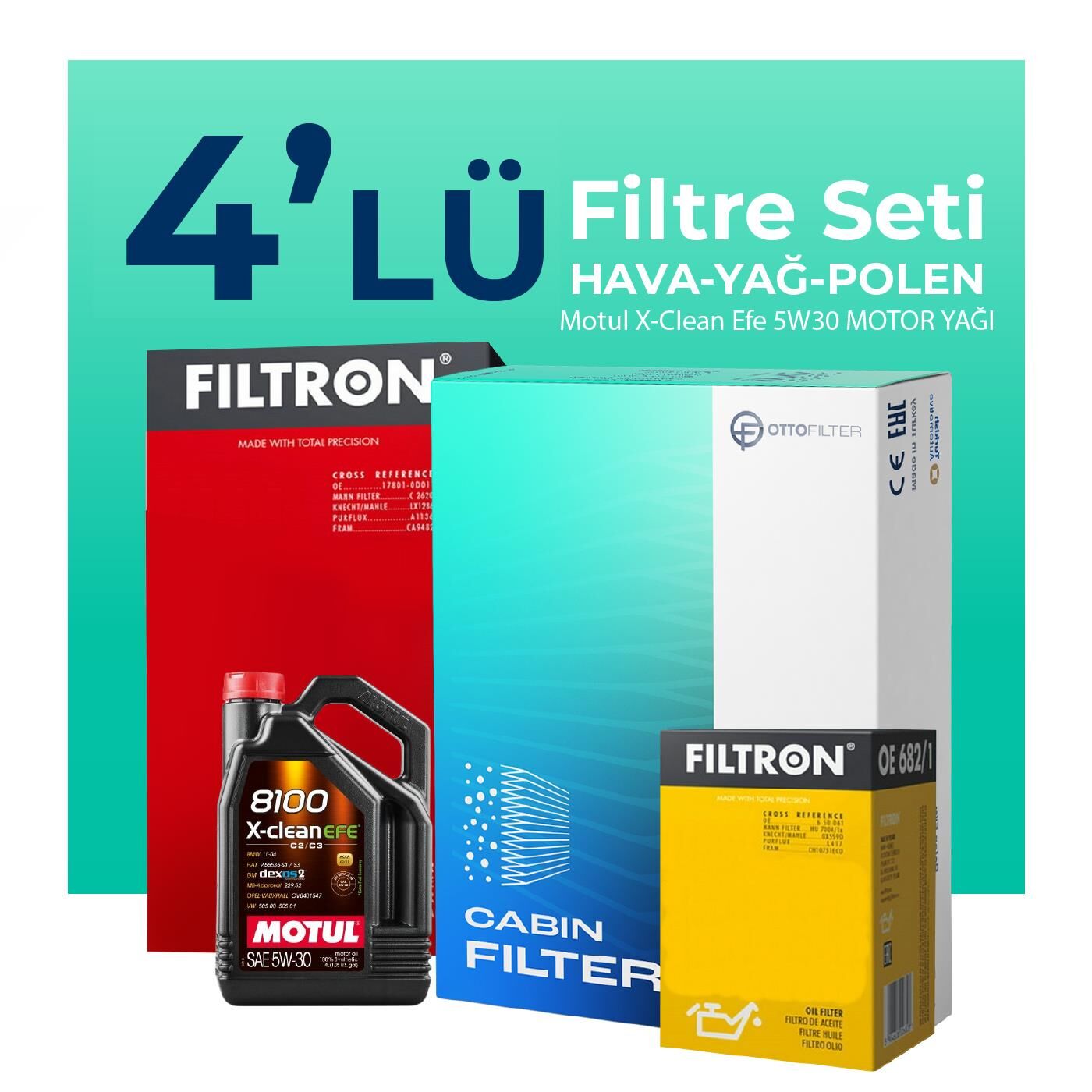 Filtron BMW X6 40 Dizel Filtre Bakım Seti Motul Motor Yağlı (2014-2019) 4 Lü