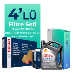BOSCH Peugeot Partner 1.6 BlueHDi Dizel Filtre Bakım Seti Shell Motor Yağlı (2015-2018) 4 Lü