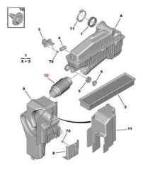Citroen C4 2005-2010 1.6 Benzinli 16 Valf Hava Filitre Ara Boru Orijinal